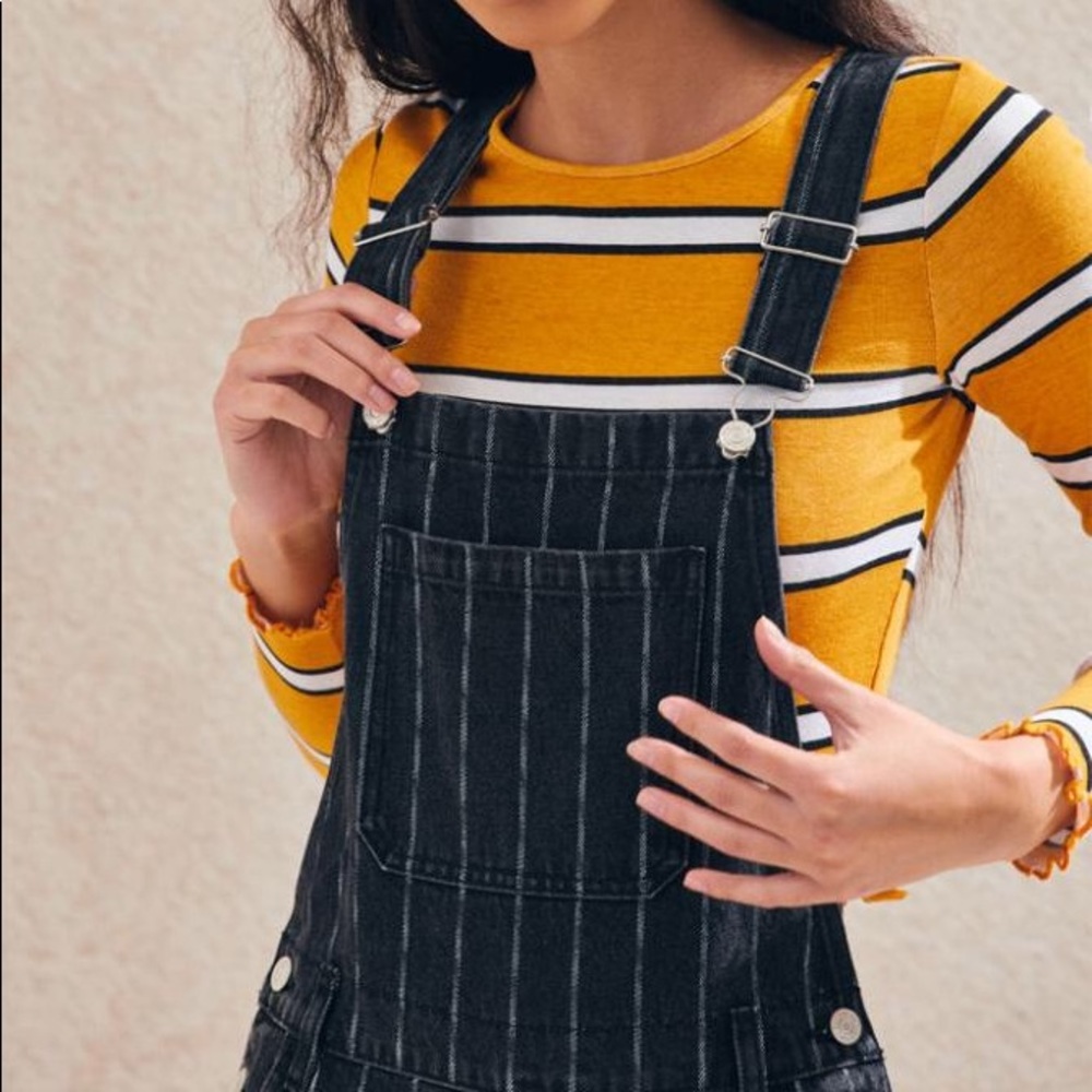 Stripe Black Overalls
